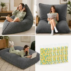 Durable 3 in 1 Convertible Bean Bag Chair with Memory Foam