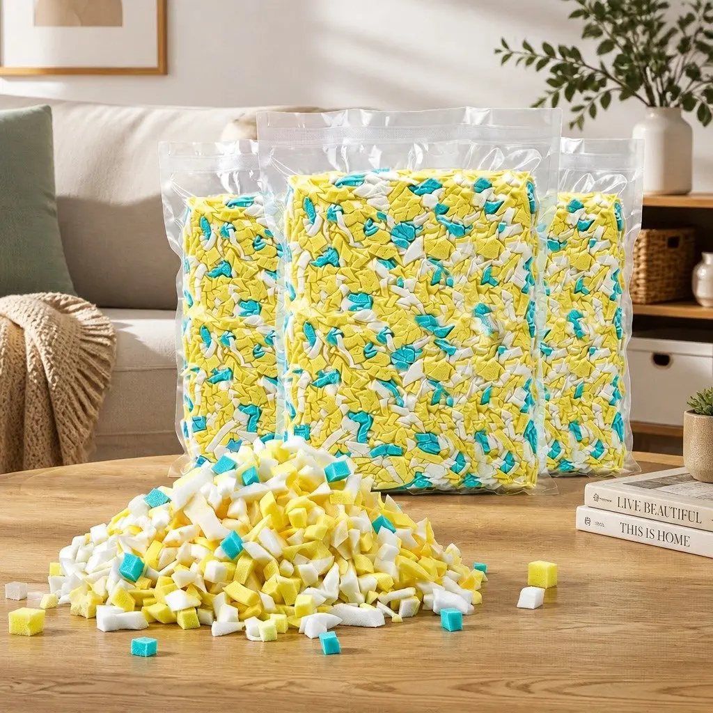 Bean Bag Filler Shredded Memory Foam 15lbs High Density Yellow White Blue