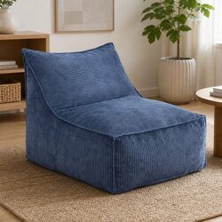 Premium Corduroy L-Shaped Bean Bag Chair Cover with Filler