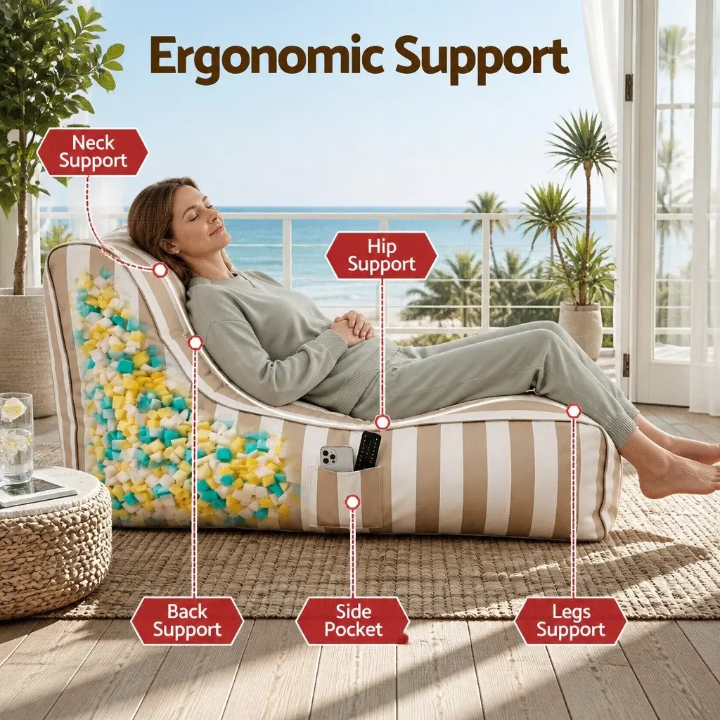 L-Shape Bean Bag Chair for Indoor and Outdoor