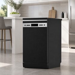 10 Place Settings Freestanding Dishwasher Black LED Display 8 Cleaning Programs