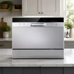 Compact Silver Benchtop Dishwasher with 6 Place Settings