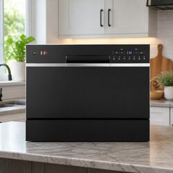 Compact Black Benchtop Dishwasher for 6 Place Settings