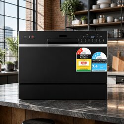 Benchtop Dishwasher 6 Place Settings Black Compact Kitchen Freestanding Portable