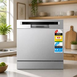 Silver Compact Benchtop Dishwasher with 8 Place Settings