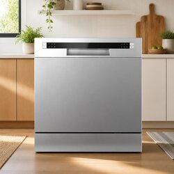Silver Compact Benchtop Dishwasher with 8 Place Settings