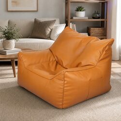 Stylish PU Leather Bean Bag Chair Cover for Relaxation