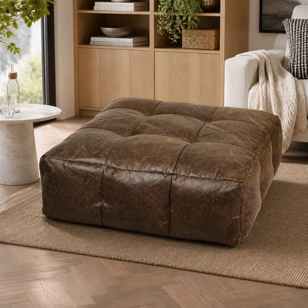 Bean Bag Cover Chair Polyurethane Leather 85cm Brown