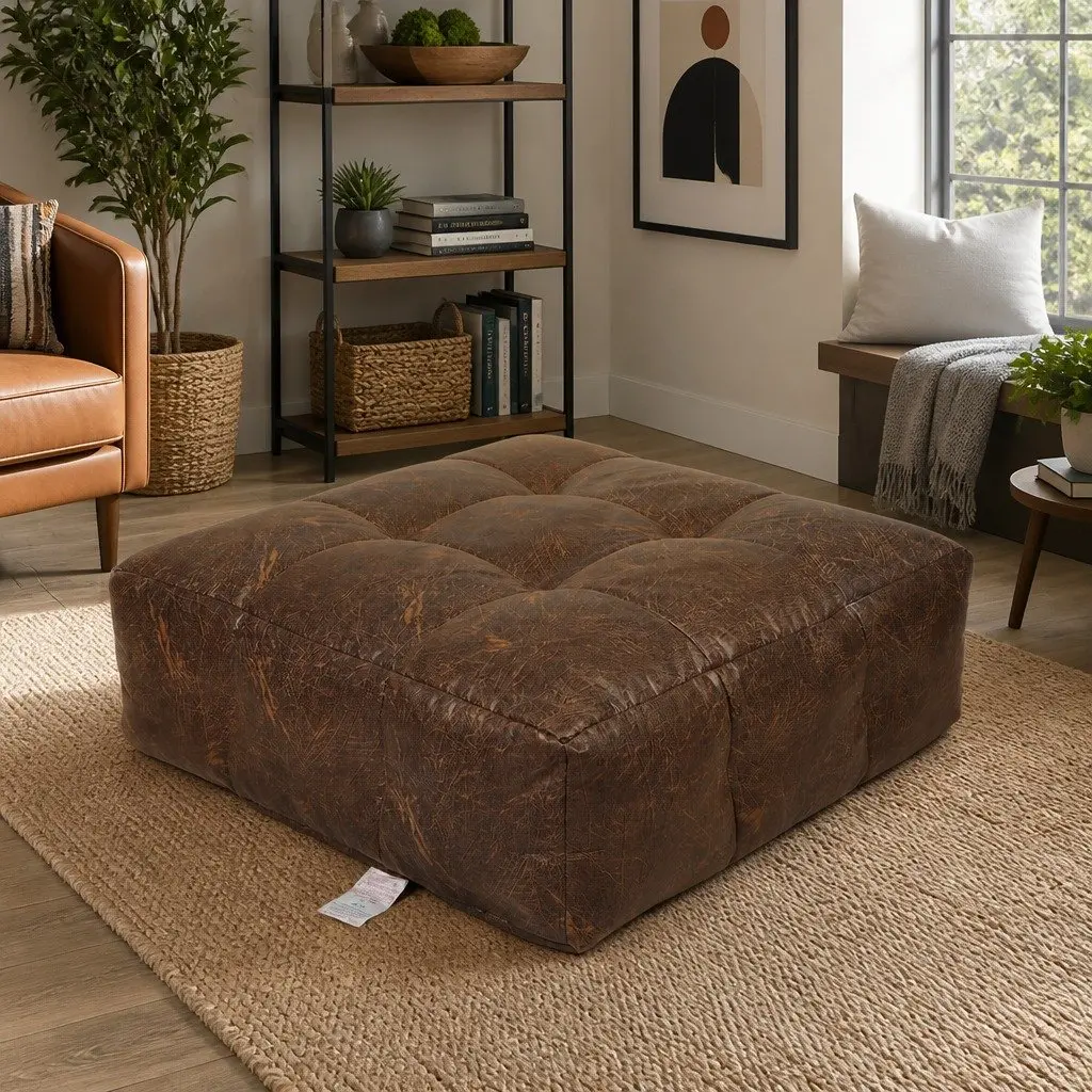 Bean Bag Cover Chair Polyurethane Leather 85cm Brown