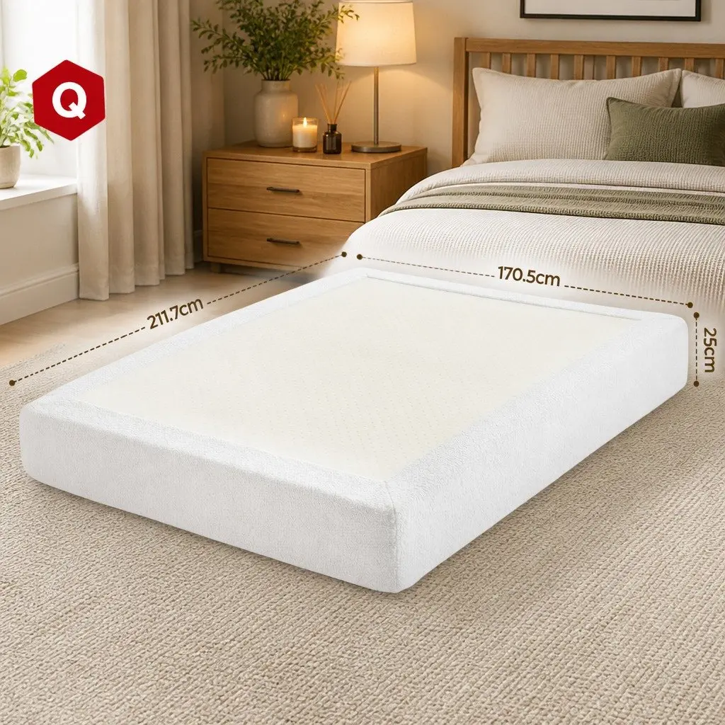 Compression Bed Frame Boucle Fabric Queen Size White