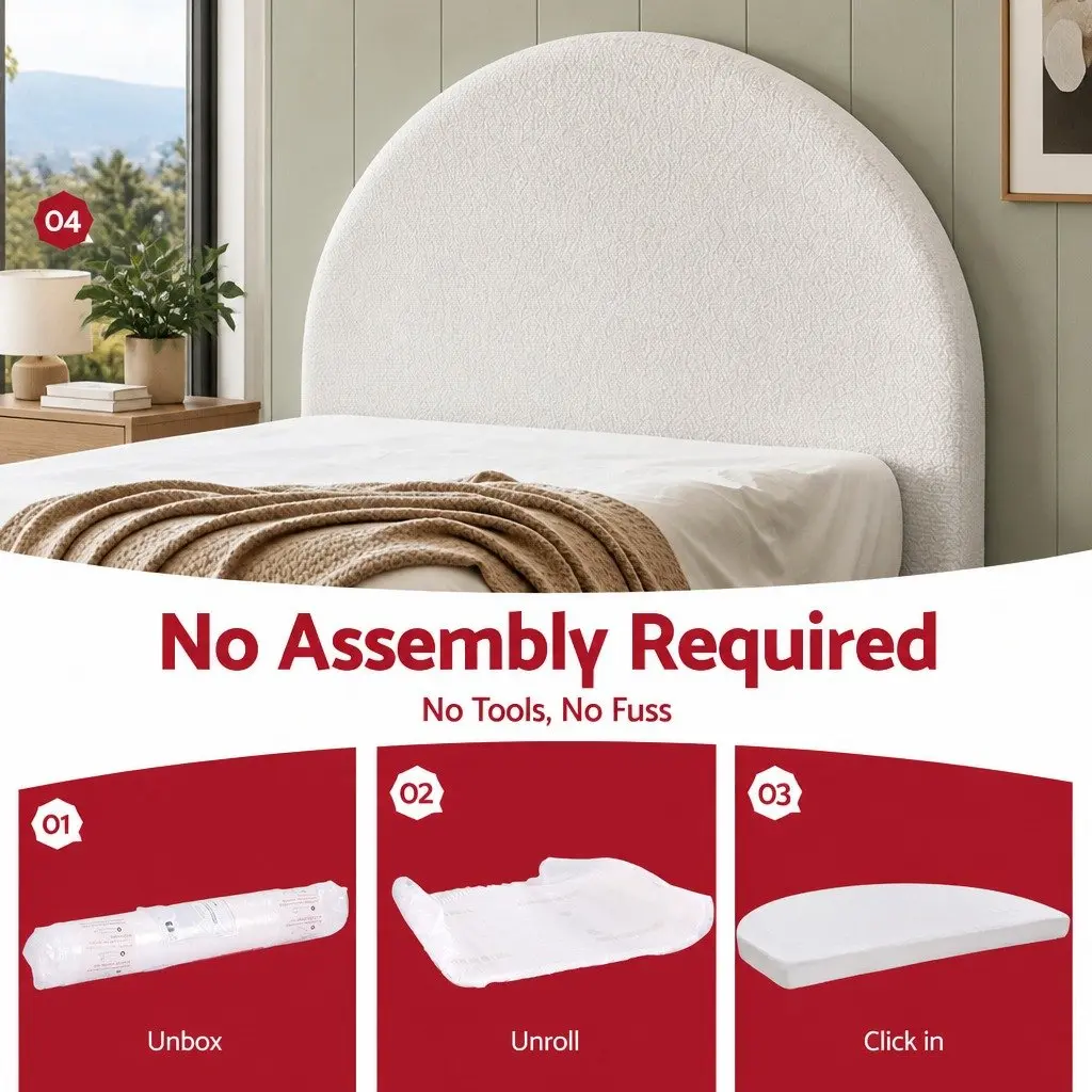 Double Foam Headboard Boucle Fabric 154cm Wide White