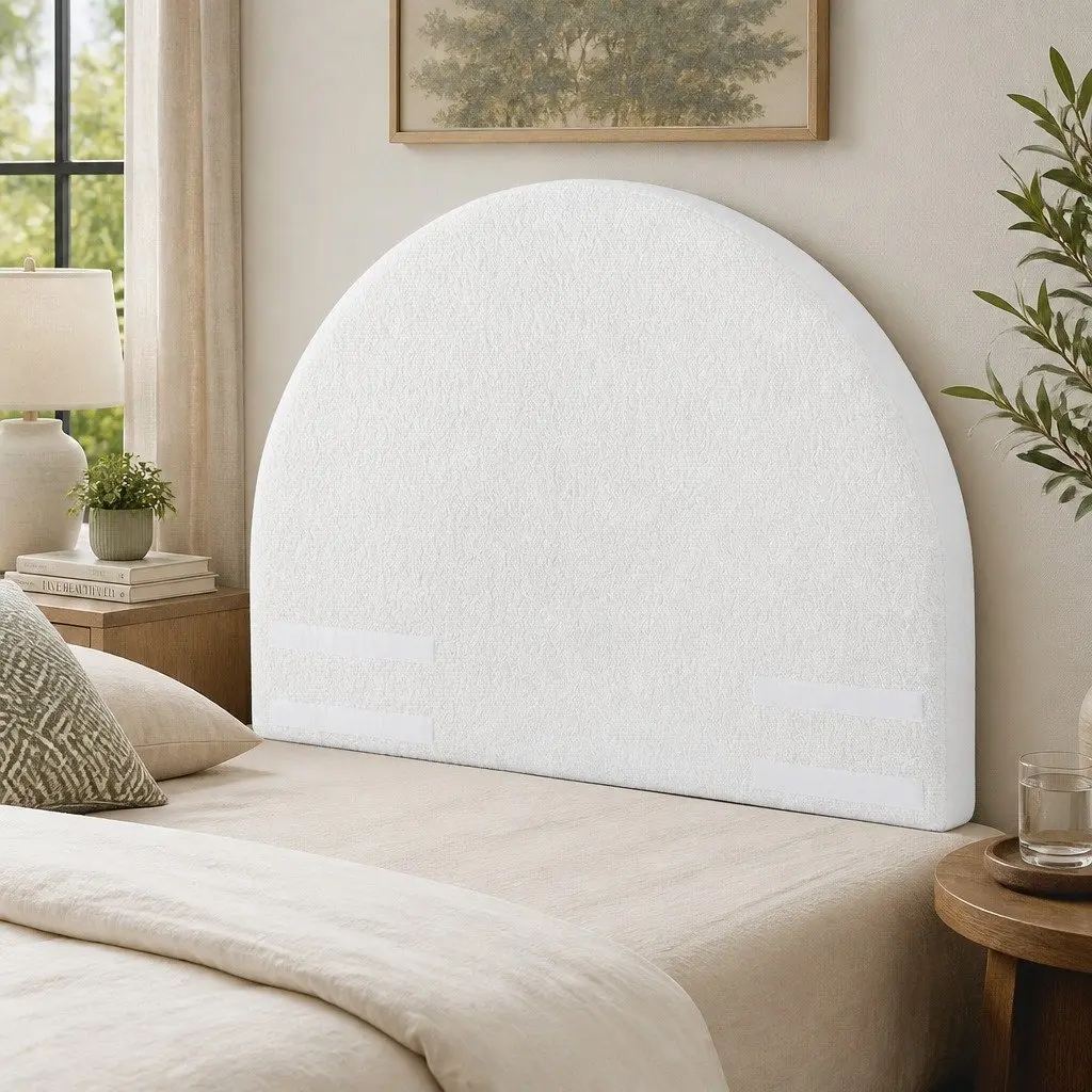 Double Foam Headboard Boucle Fabric 154cm Wide White