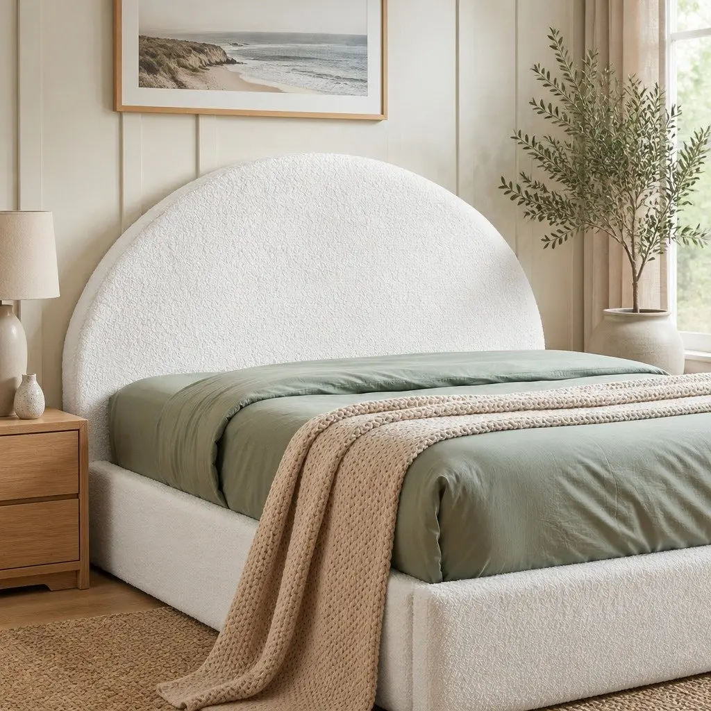 Queen Size Bed Headboard in Boucle Fabric 171cm