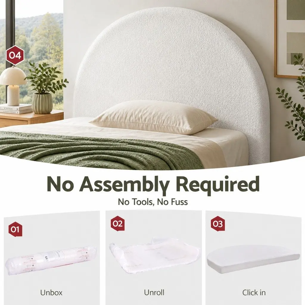 Queen Size Headboard Boucle Fabric 171cm White