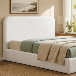 Stylish Queen Headboard with Boucle Fabric Design