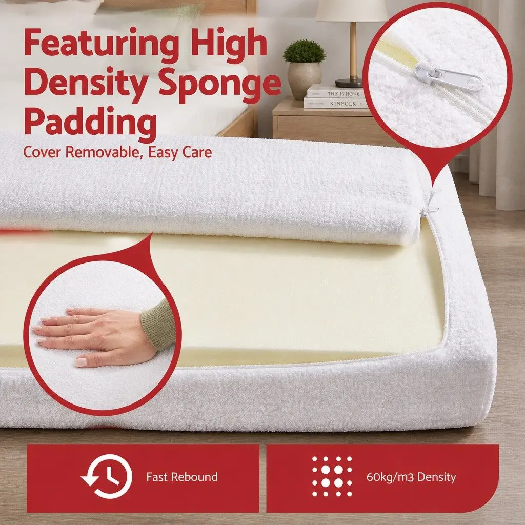 Queen Headboard Bed Frame Boucle Fabric No-Assembly Vacuum Compressed Soft
