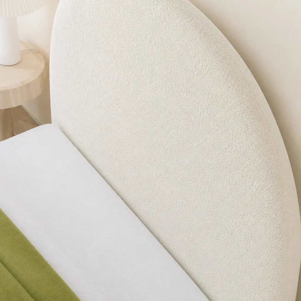 Queen Bed Head Headboard White Boucle Arch Design Bedroom Furniture Frame