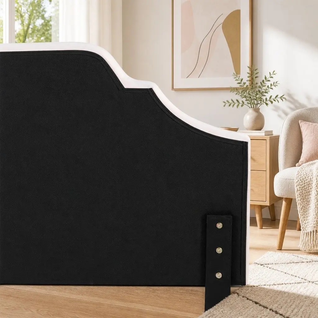 King Headboard Bed Head Upholstered Velvet Beige Bedroom Furniture Wood Legs