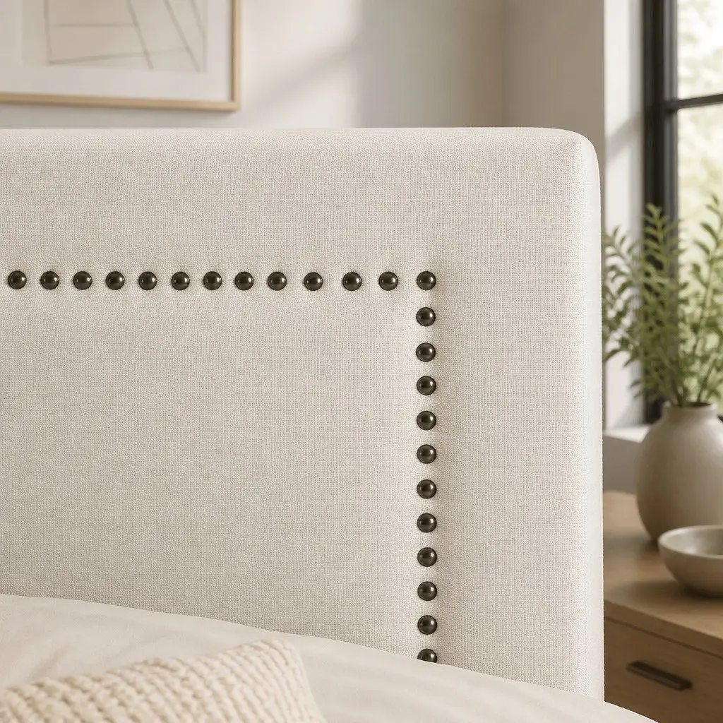 Queen Headboard Upholstered Fabric 169cm x 122cm Beige