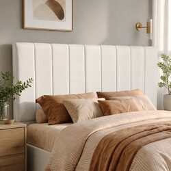Quality Queen Bed Headboard with Linen Upholstery