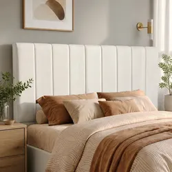 Quality Queen Bed Headboard with Linen Upholstery