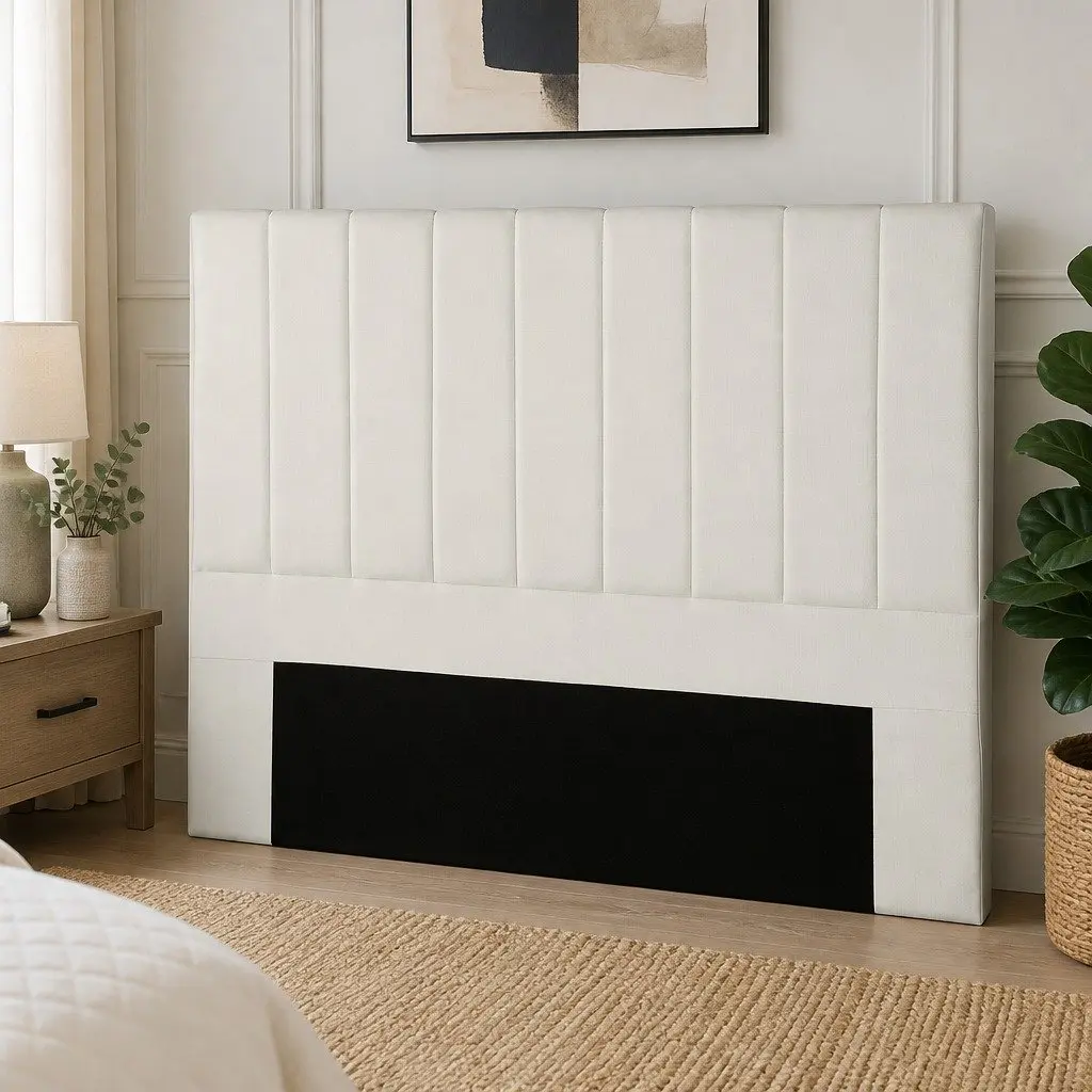 Queen Bed Headboard with Linen Upholstery
