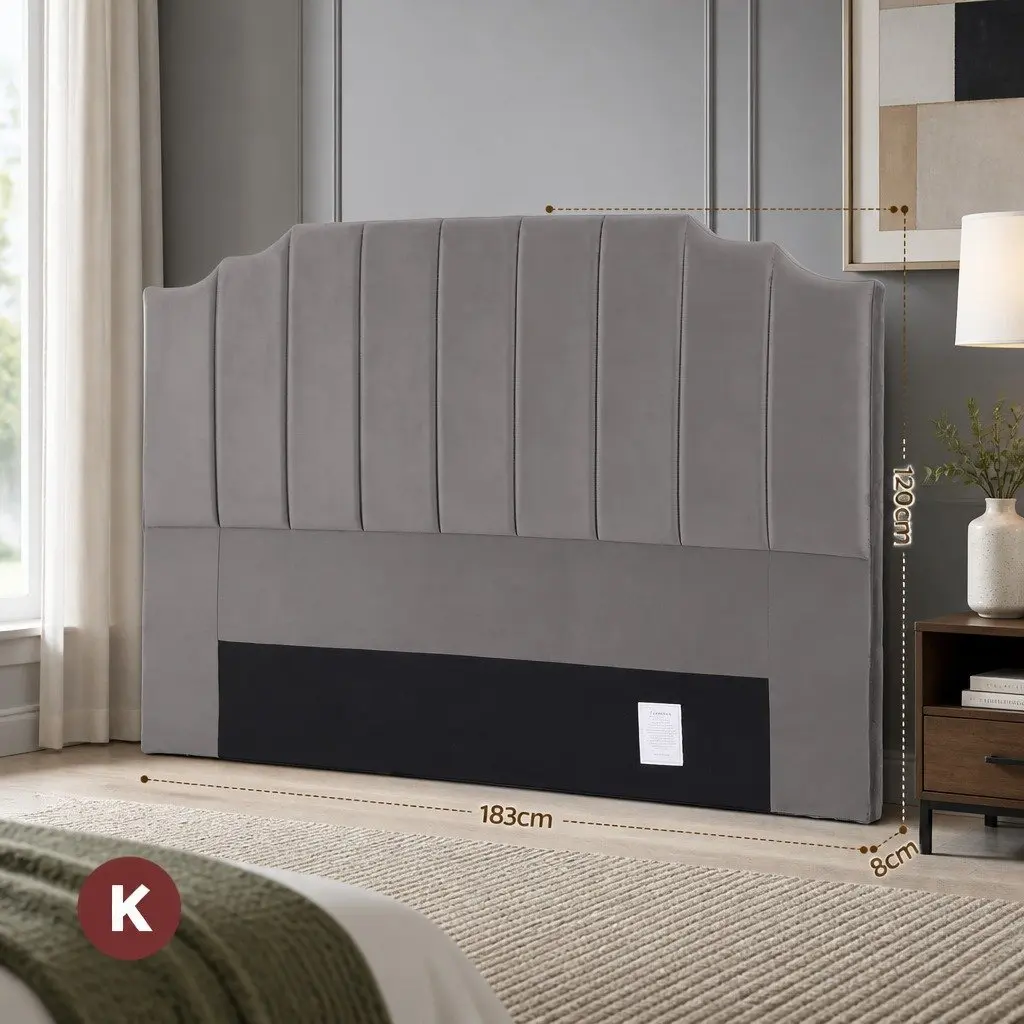 King Size Headboard Velvet Grey 183cm