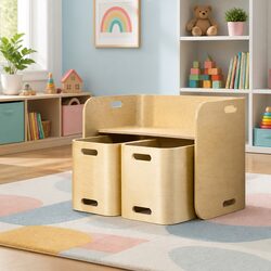 3-Piece Kids Table and Chairs Set with Storage