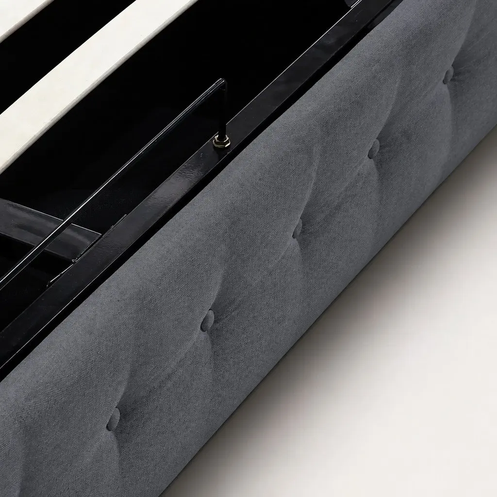 Gas Lift Storage Bed Frame Double Dark Grey