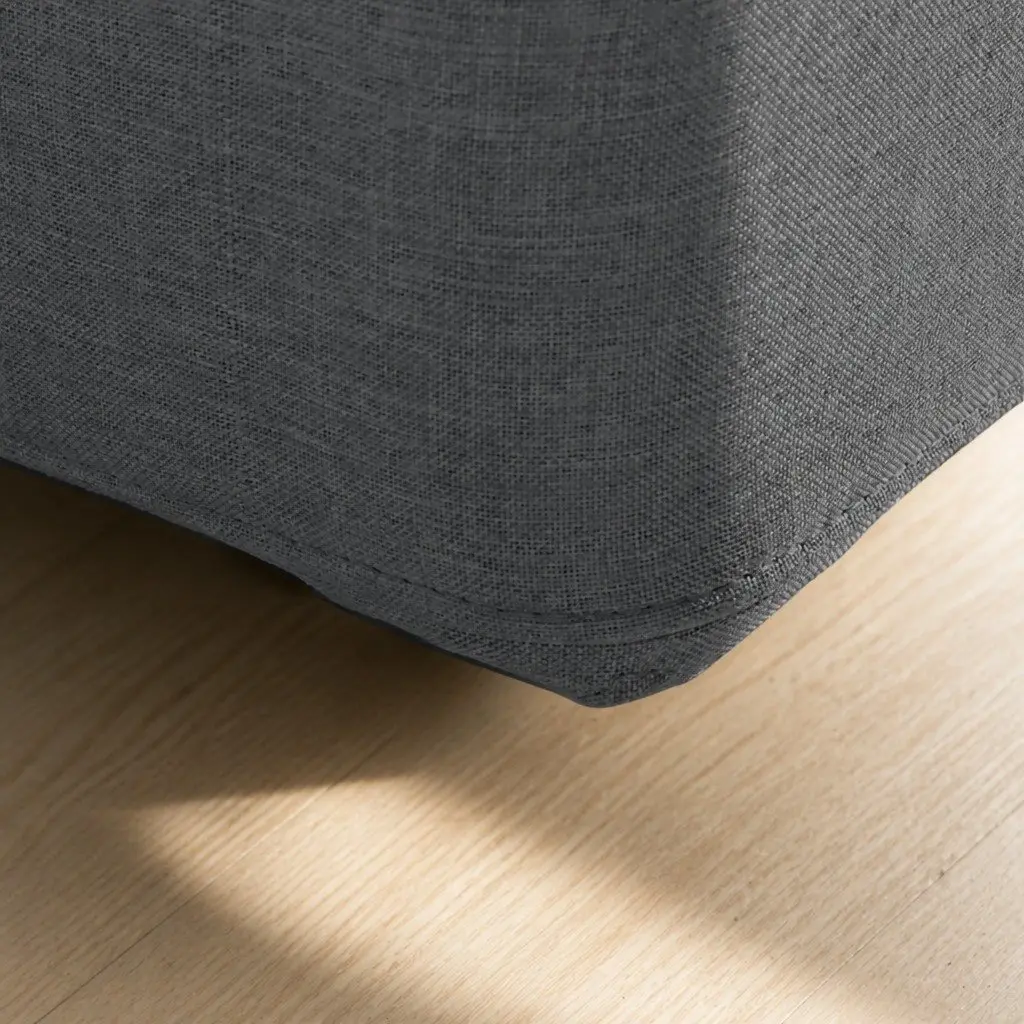 Dark Grey Upholstered King Bed Frame with Storage