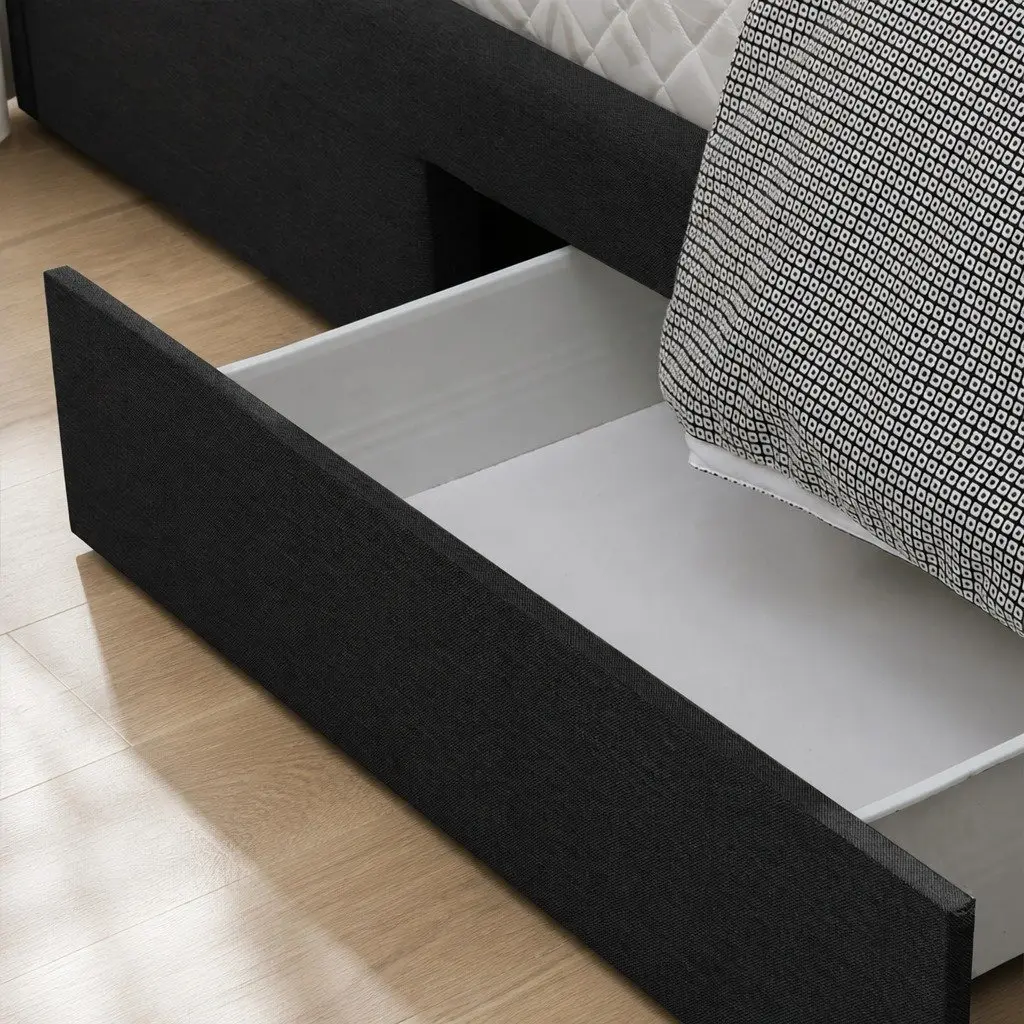 Upholstered Queen Bed Frame with Storage Drawers