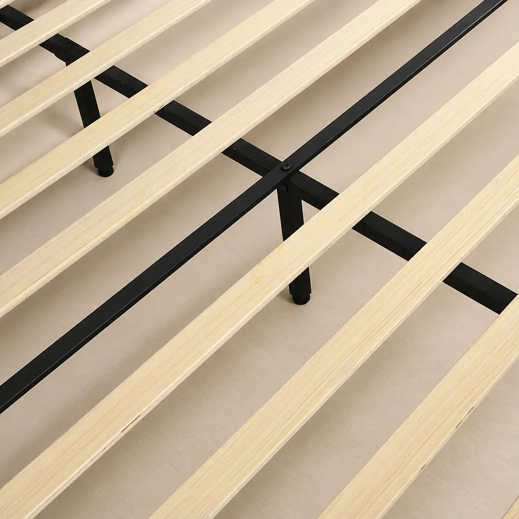 Double Size Fabric Bed Frame with Velvet Headboard