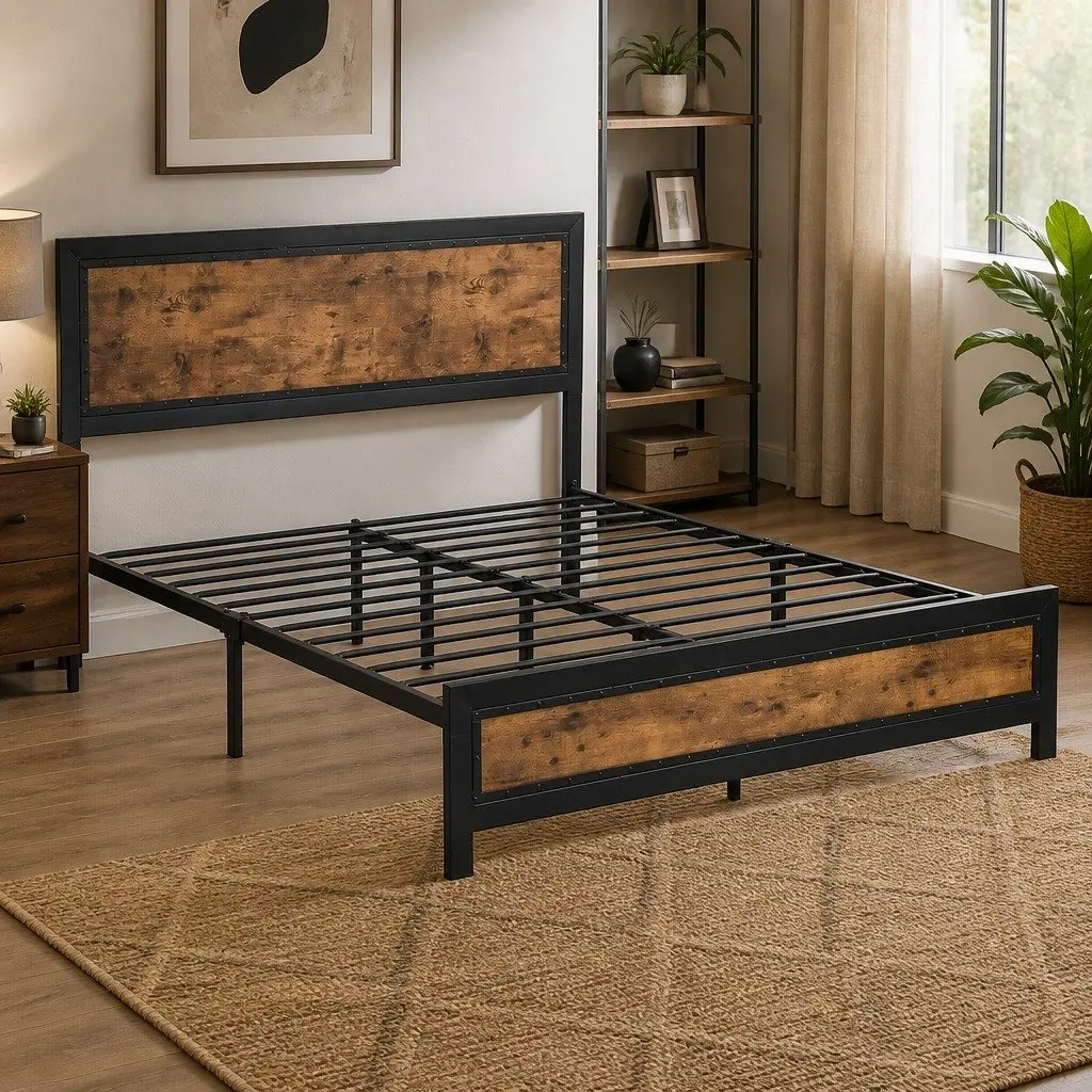 Queen Metal Bed Frame with Optional Storage Drawers