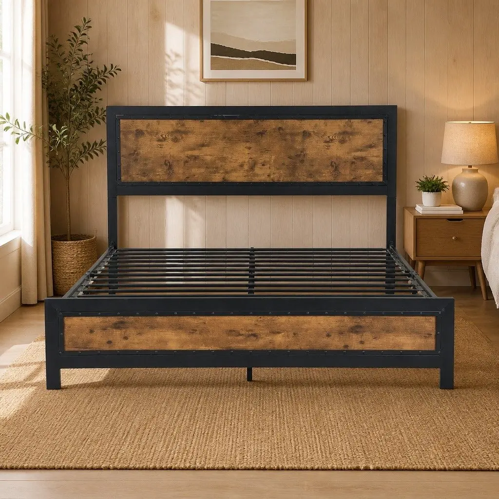 Queen Metal Bed Frame with Optional Storage Drawers