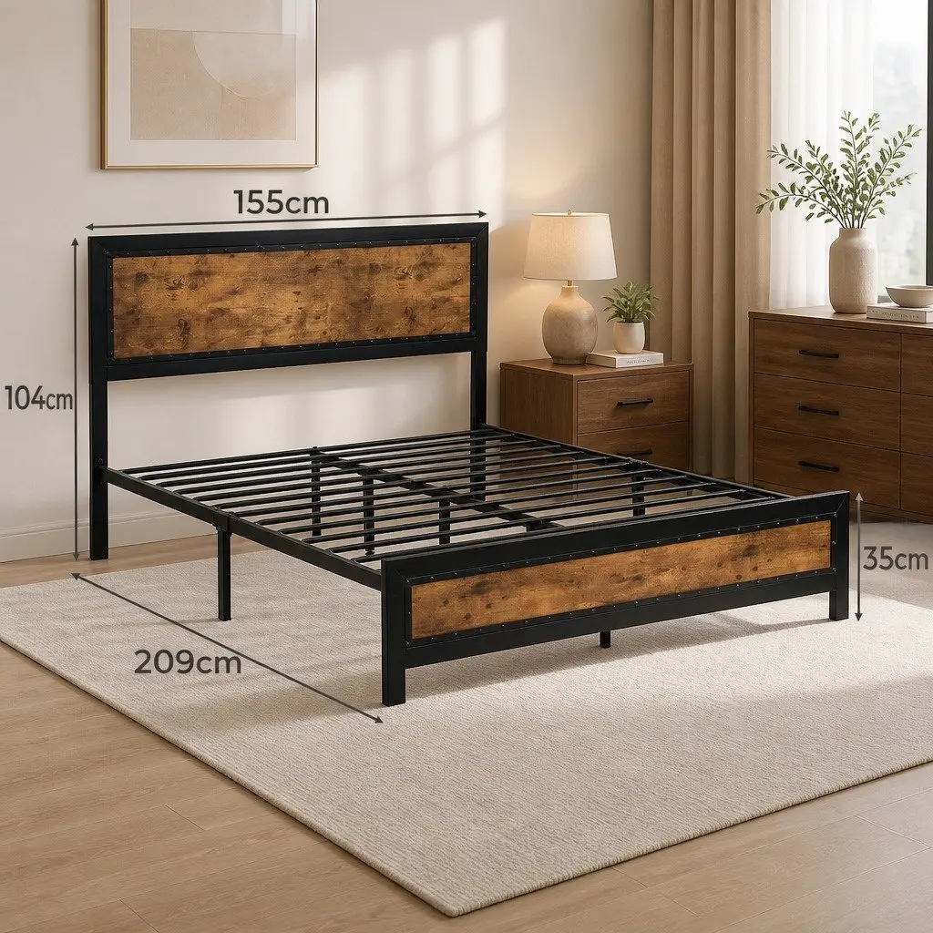Queen Metal Bed Frame with Optional Storage Drawers