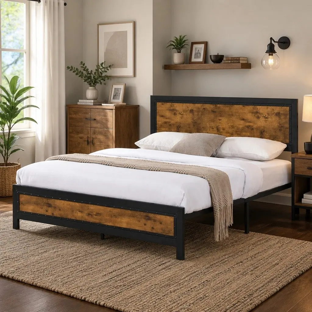 Queen Metal Bed Frame with Optional Storage Drawers
