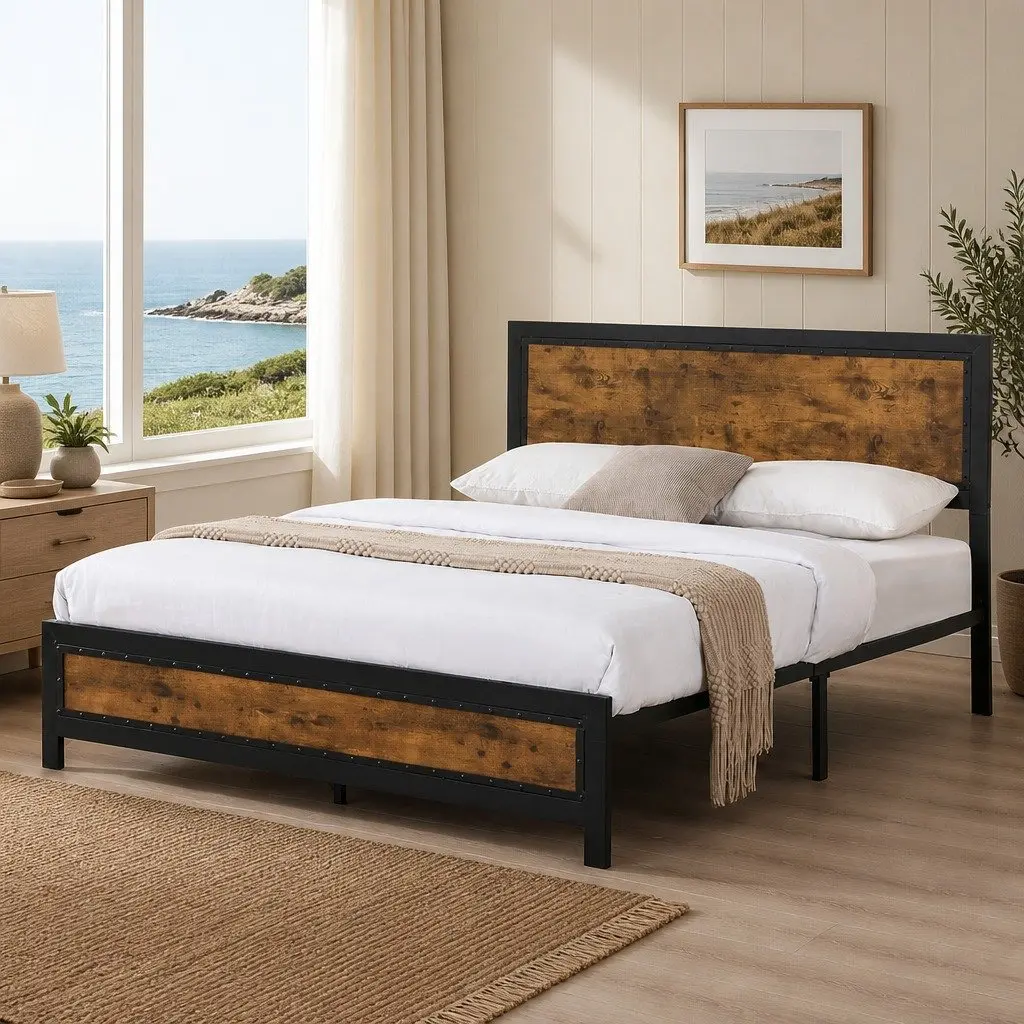 Queen Metal Bed Frame with Optional Storage Drawers