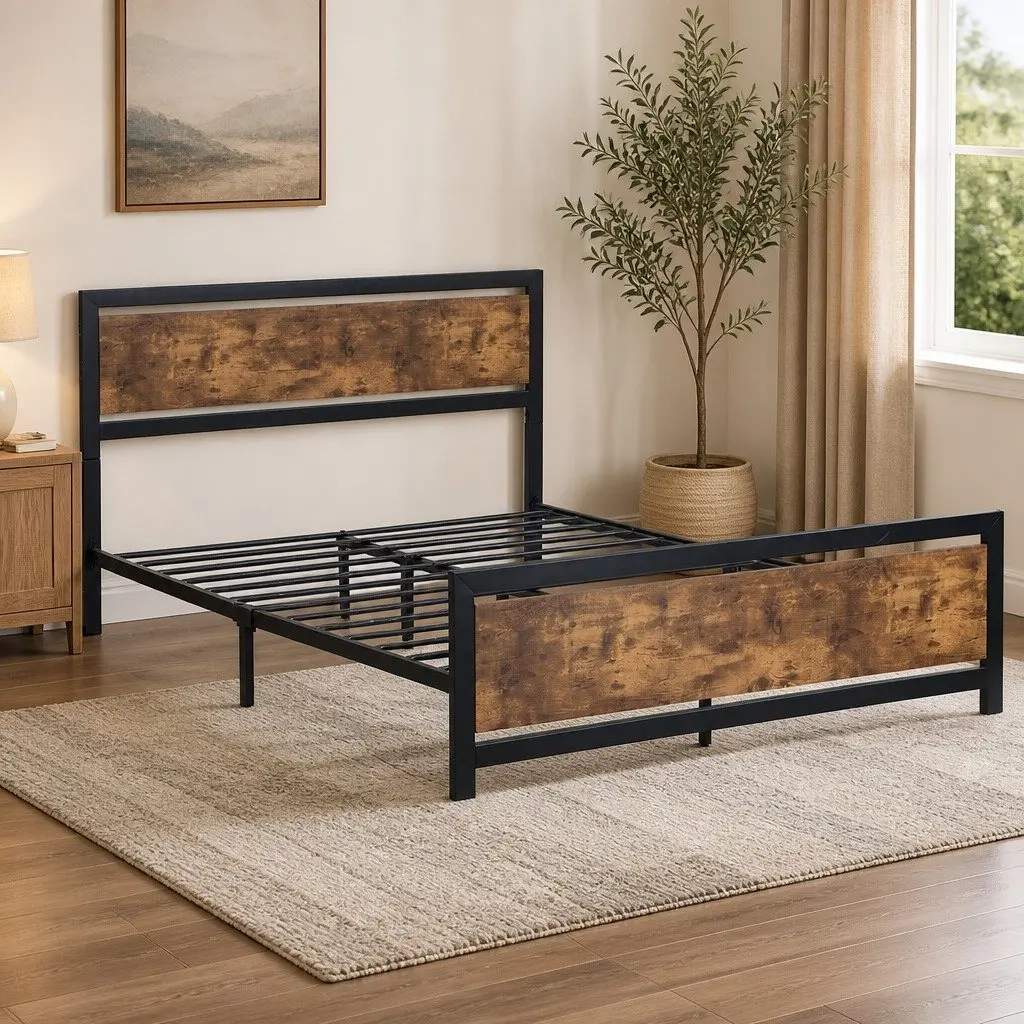 Industrial Steel Bed Frame for Double and Queen Sizes