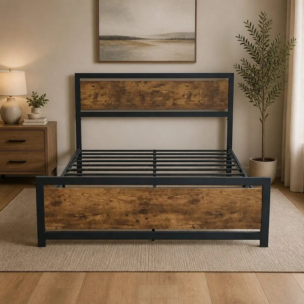 Industrial Steel Bed Frame for Double and Queen Sizes