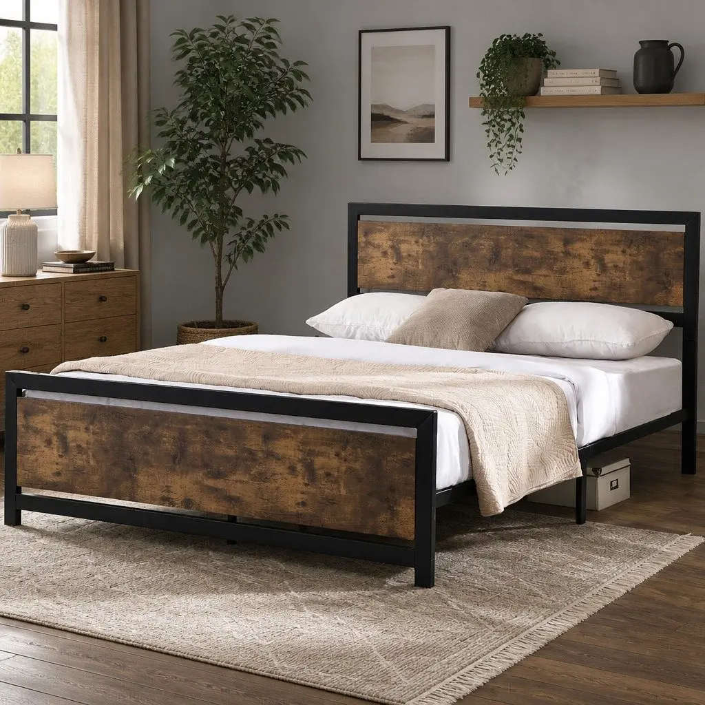Industrial Steel Bed Frame for Double and Queen Sizes