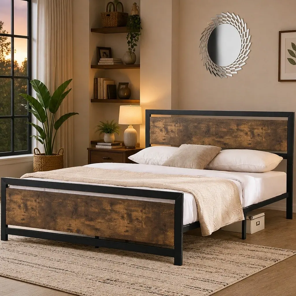Industrial Steel Bed Frame for Double and Queen Sizes