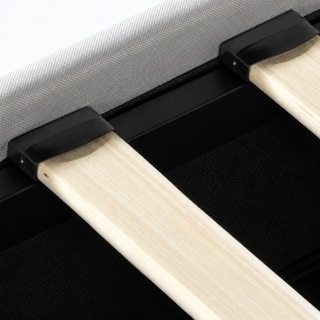 Queen Bed Frame Plywood Steel Polyester Cream 4 Storage Drawers Tufted Headboard