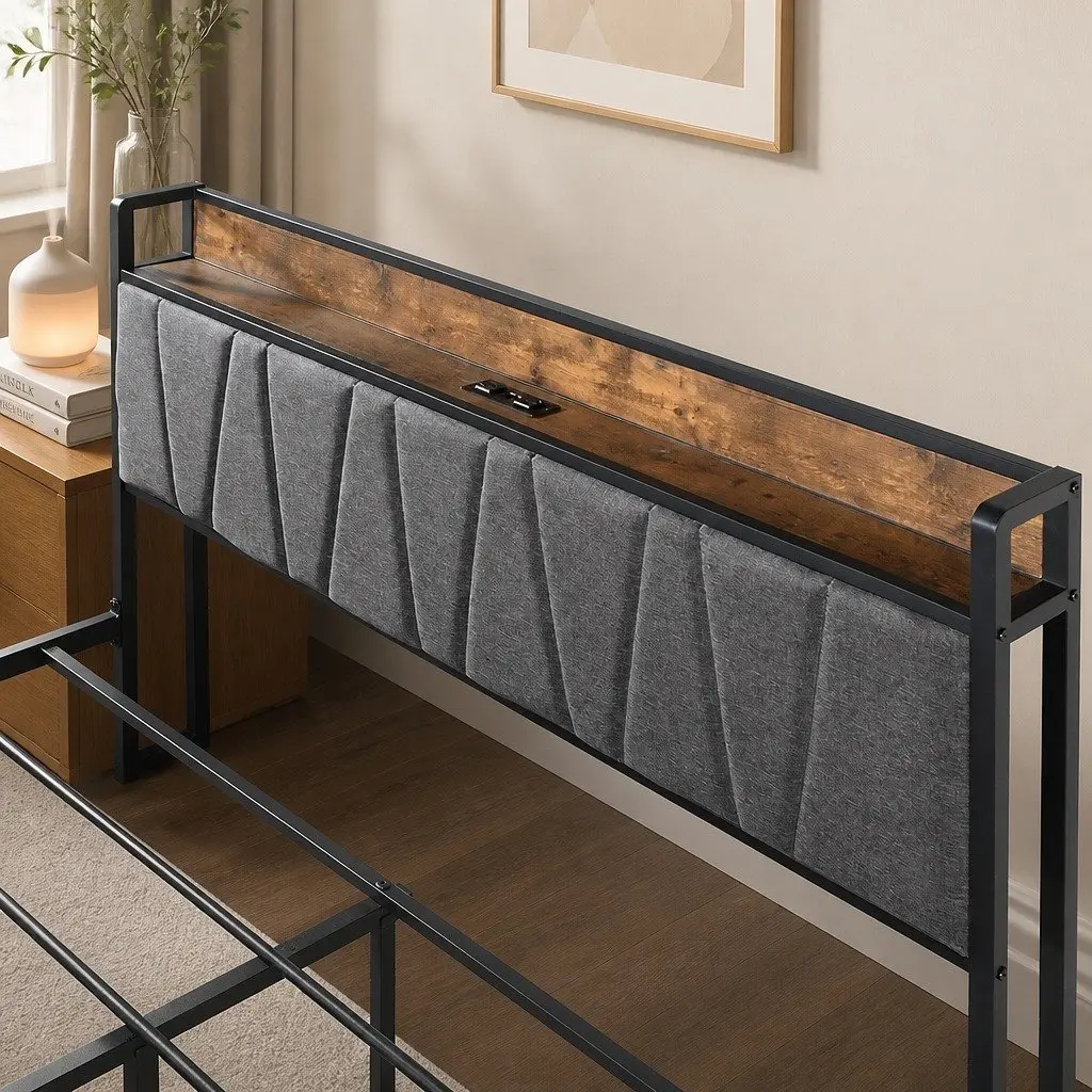 Double Bed Frame with USB Charging and Storage