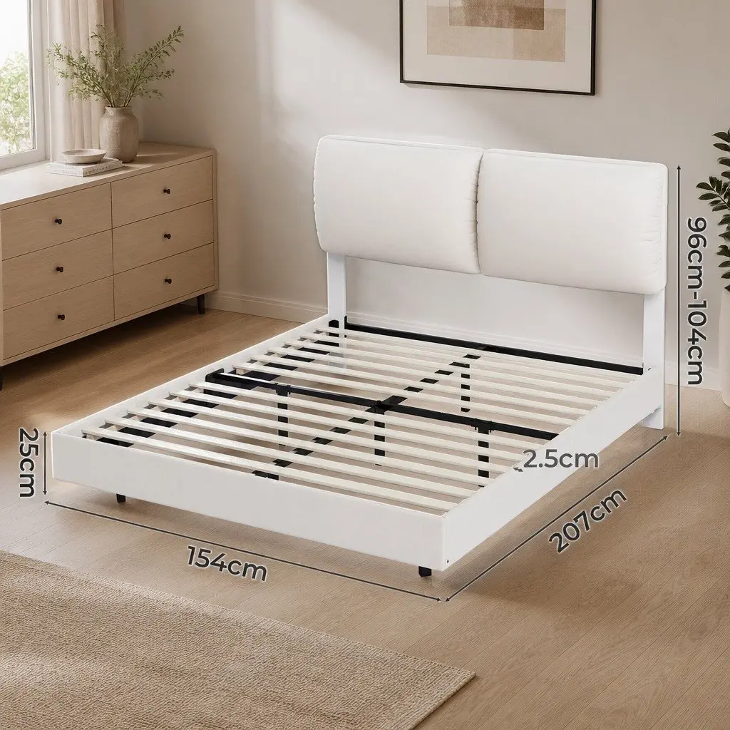 Queen Floating Bed Frame with LED and Storage