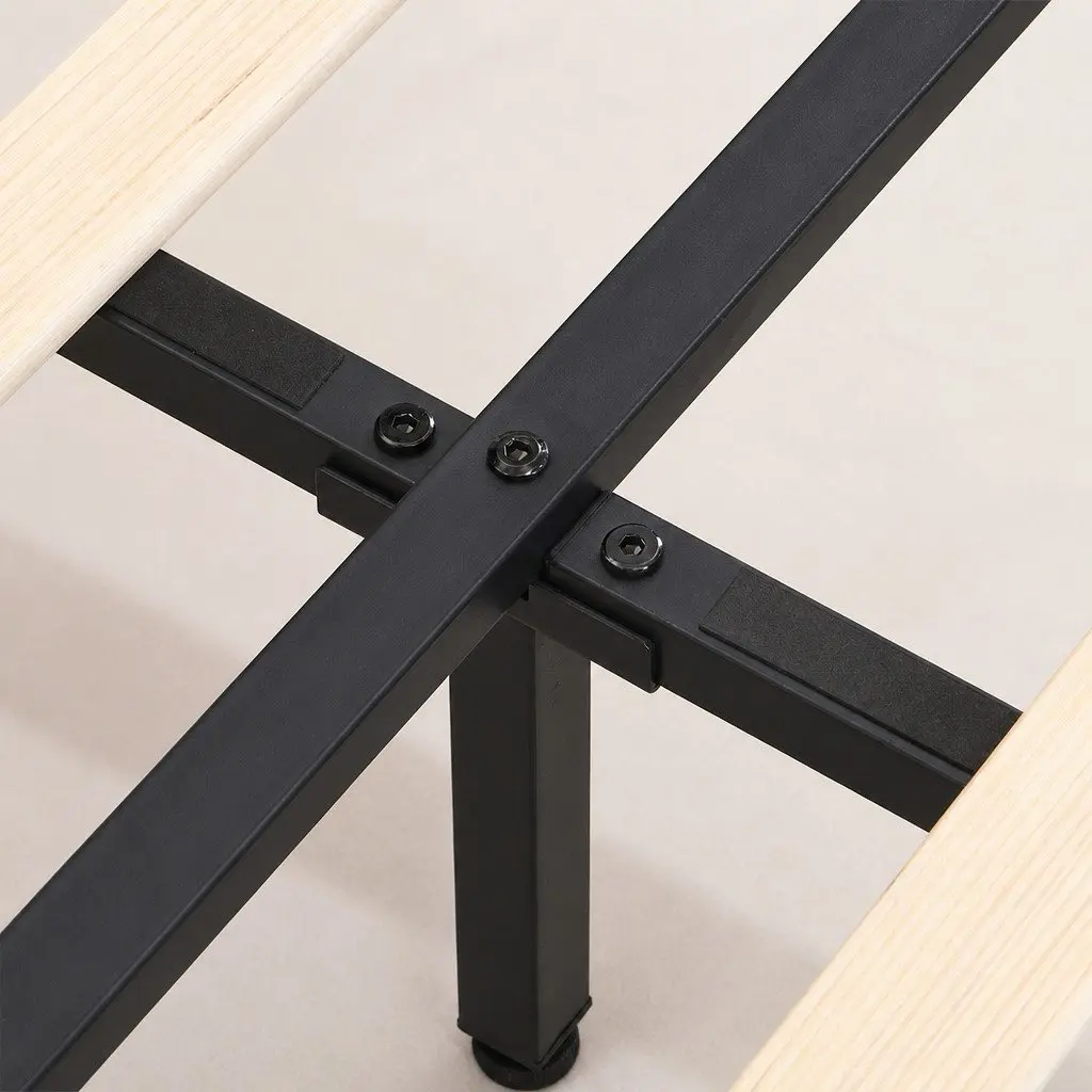 Double Floating Bed Frame with LED Lighting Headboard
