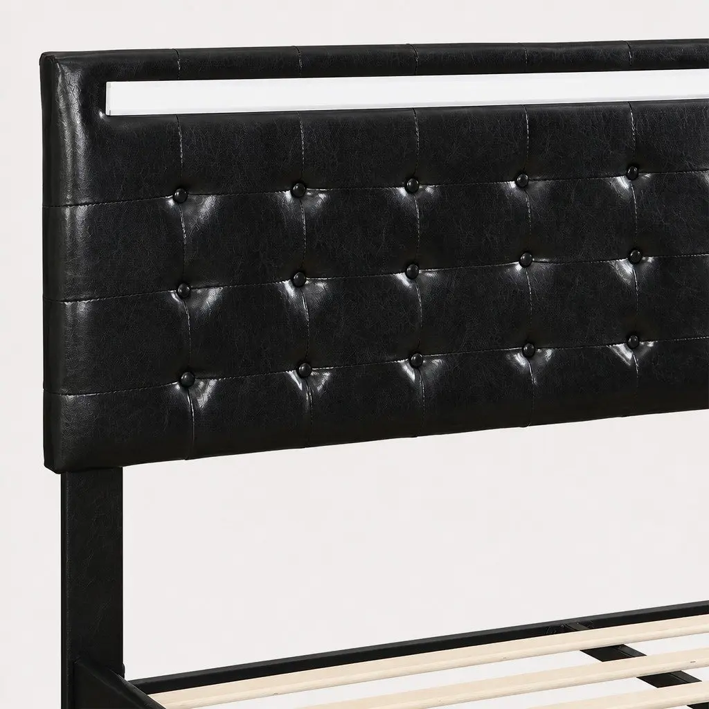 Floating Bed Frame Queen with LED Headboard
