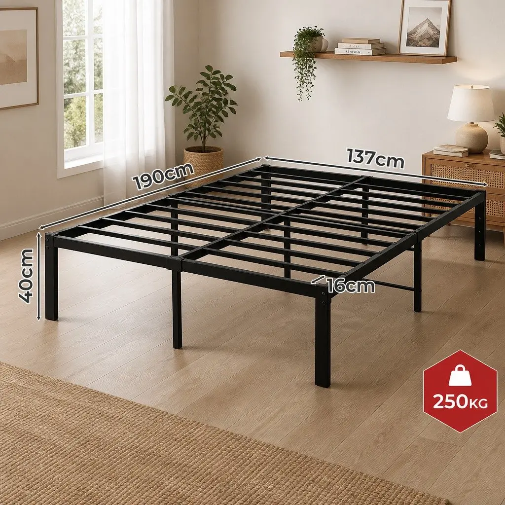 Heavy Duty Metal Bed Frame with Storage for Full Size