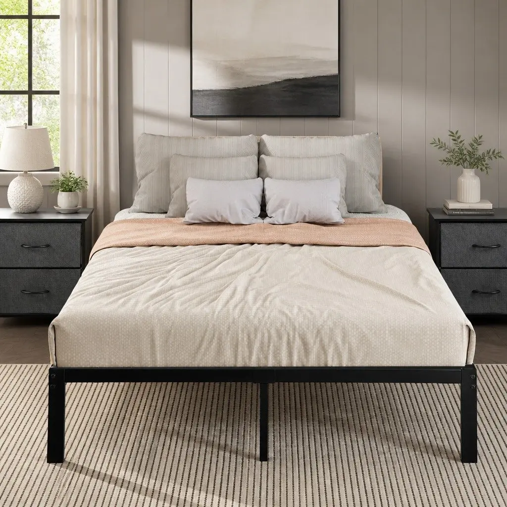 Metal Bed Frame with Storage Space, Full Size