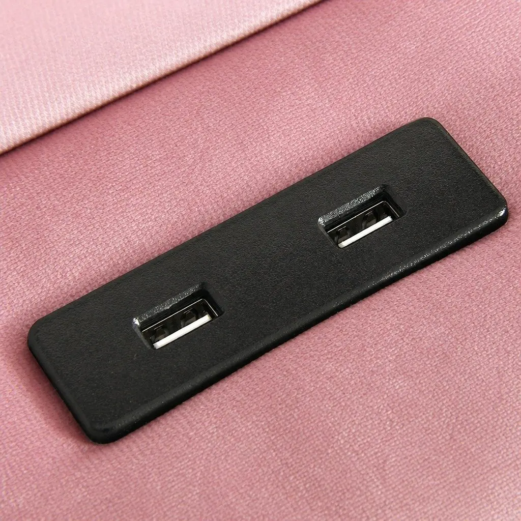 Double Floating Bed Frame with LED Light Strips USB Ports Modern Bedroom