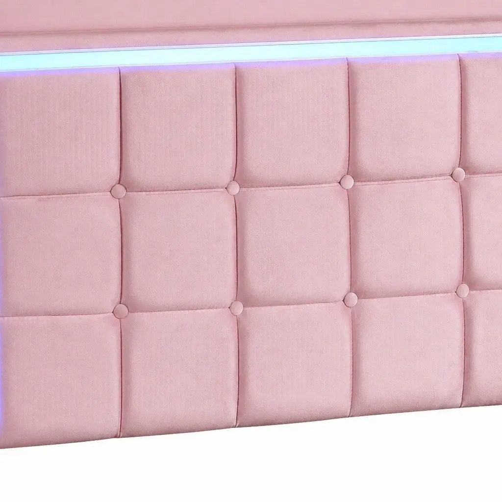 Velvet Queen Floating Bed Frame with LED and USB
